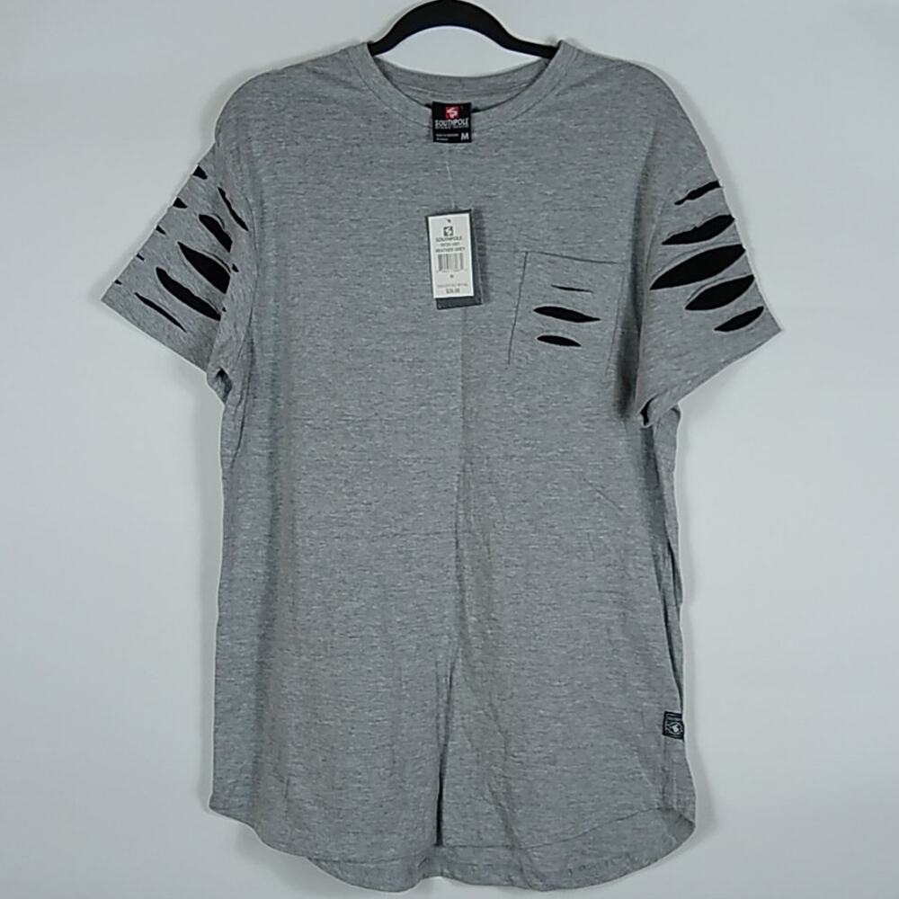 Southpole Heather Gray Tee with Black Slashes